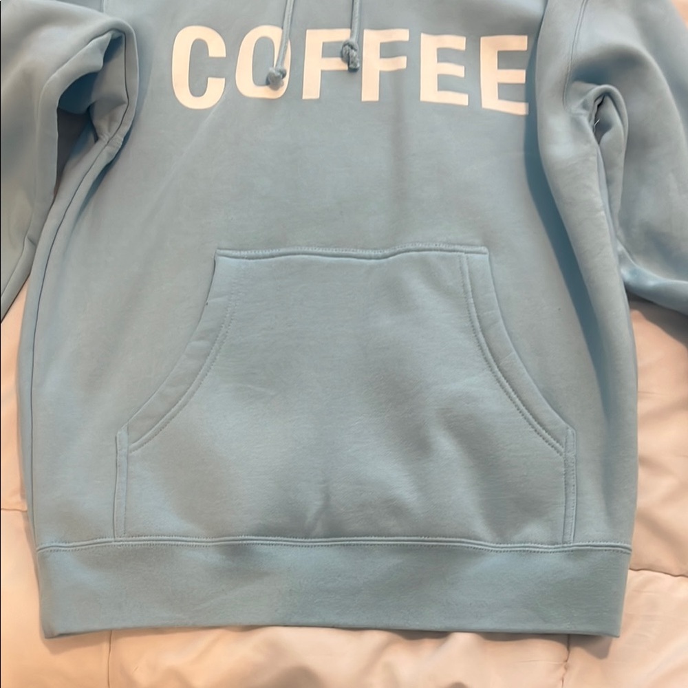 Blue Hoodie with 'COFFEE' Print - Picture 3 of 5